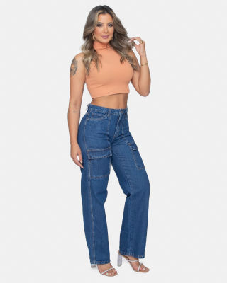 calça wide cargo